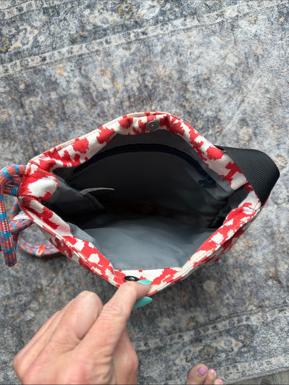 KAVU Red and White Patterned Crossbody Bag - Picture 3 of 5
